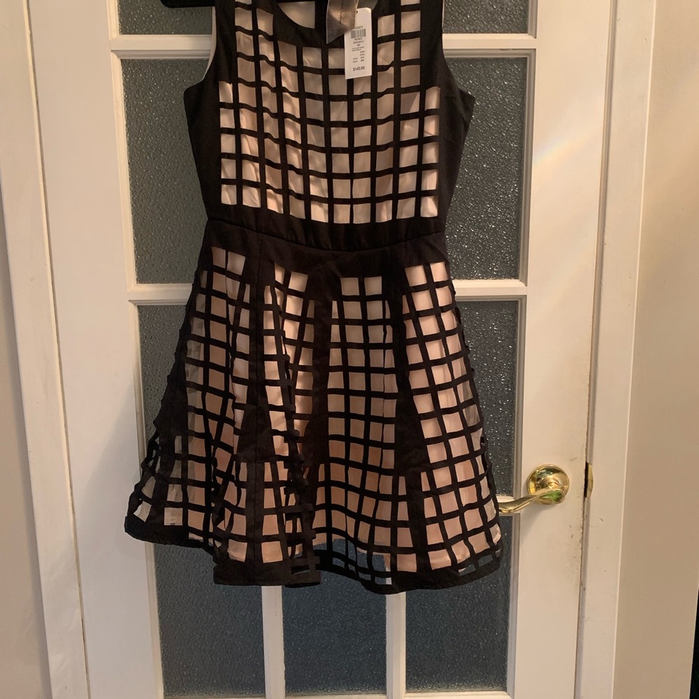 Moon Collection Black and Cream Grid Girls’ Dress